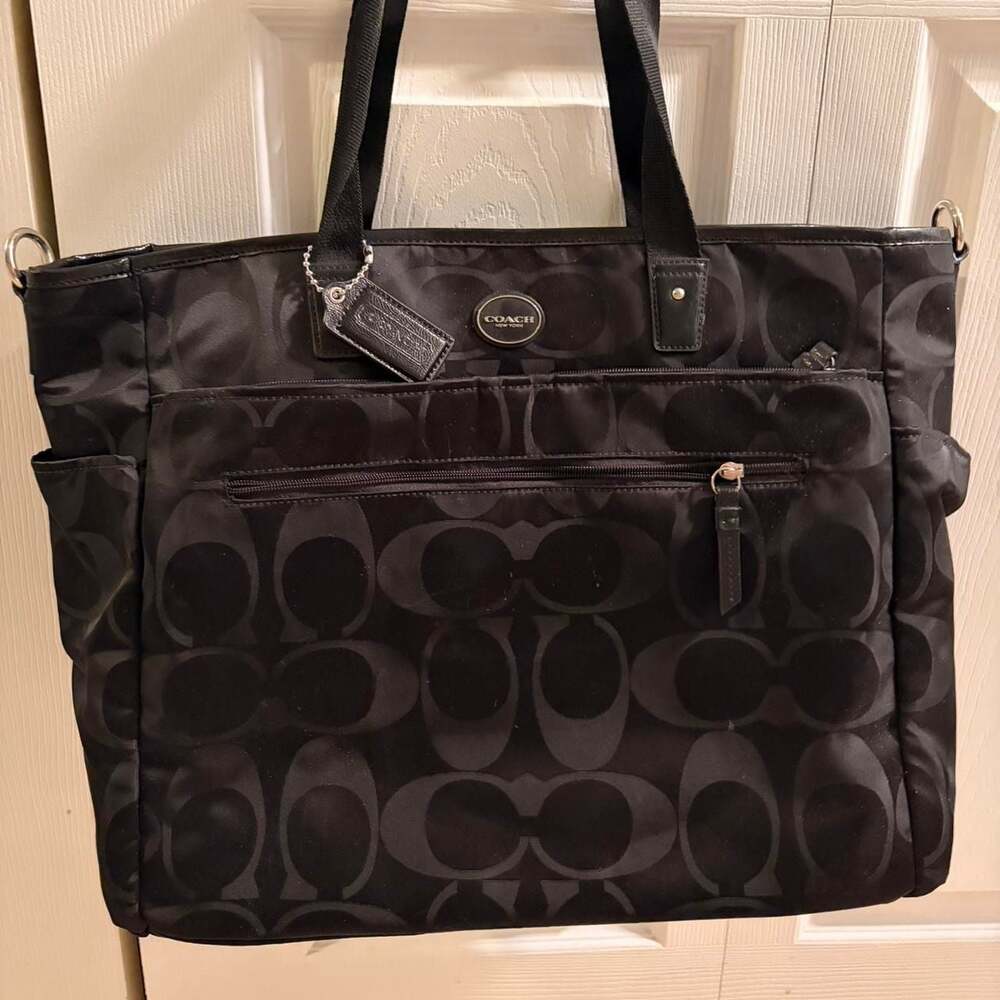 Coach F77577 Signature Nylon Tote Bag Black